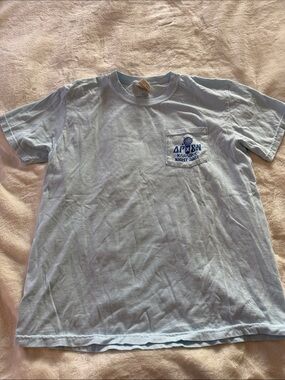 Comfort Colors Light Blue Short Sleeve Pocket Tee with Blue Graphic